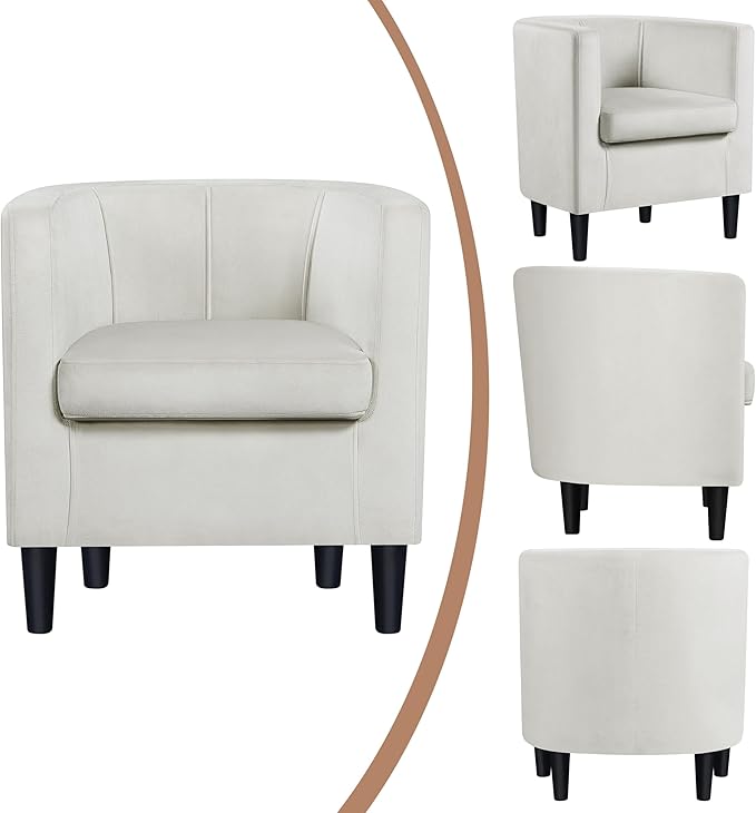 Topeakmart Elegant Style Club Accent Upholstered Velvet Reading Chair for Living Room Reception Room Bedroom Beige