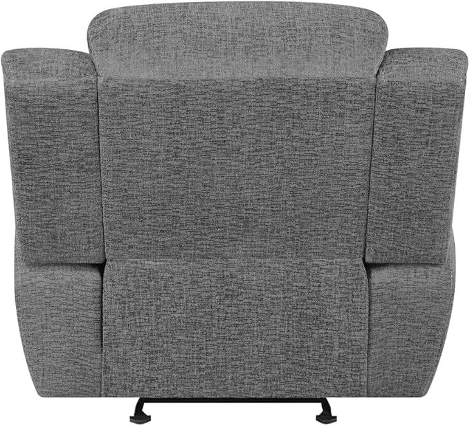 Coaster Home Furnishings - Bahrain - Fabric Upholstered Glider Recliner Chair with Wall Hugger Cool Gel Memory Foam Padded Arms and Plush Headrest - Living Room - 44-Inch - Charcoal - 609543