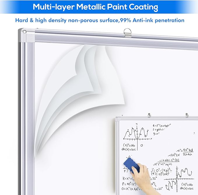 Magnetic White Board Dry Erase Board for Wall72 x 40 Wall-Mounted Aluminum Frame Marker Board Foldable Portable Whiteboard with a Long Pen Tray for School Classroom Office &amp Home