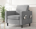 Mjkone Armchair Accent Chair with Storage Pockets Modern Single Sofa Chair for Living Room/Apartment/Small Spaces/Bedroom - Light Grey