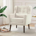 Modern Accent Chair Upholstered Arm Chair with Waist Pillow Single Sofa Chair for Living Room Bedroom Small Spaces (Beige)