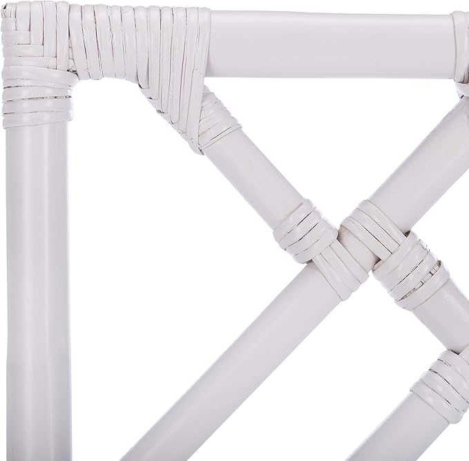 Safavieh Home Bhumi Coastal White Rattan Accent Chair with Cushion (Set of 2)