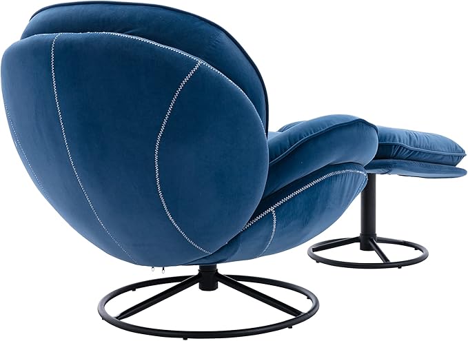 Accent Chair TV Chair Living Room Chair with Ottoman-Blue
