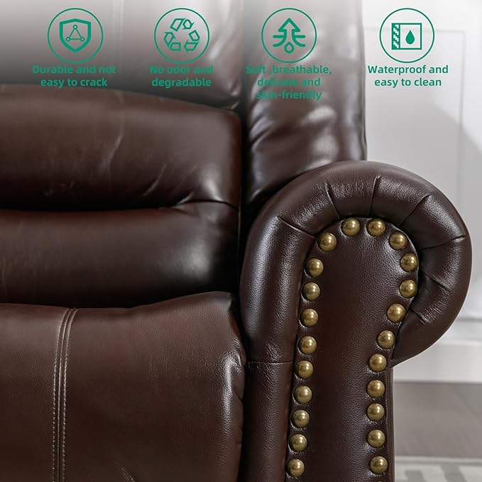 VIVIJASON Massage Swivel Rocker Recliner Chair with Heat &amp Vibration 360° Swivel Manual Glider Rocking Reclining Chair with Remote Control Side Pockets &amp USB Ports for Living Room Brown