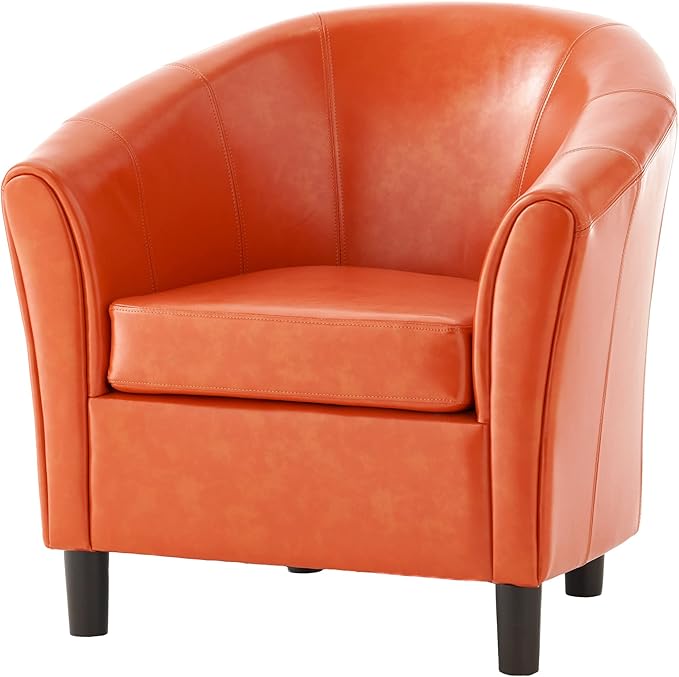 Christopher Knight Home Napoli Bonded Leather Club Chair Orange 31.69 by 27.92 by 30.7