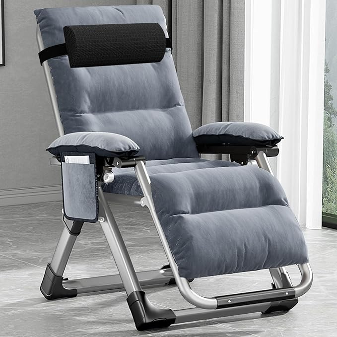 MOPHOTO Comfy Folding Chair for Living Room Foldable Recliner Chair Lounge Chairs with Mattress for Indoor Outdoor Leisure Chair Adjustable Reclining Chairs for Adults