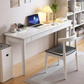 Mid Century Modern Desk with Storage Drawers Home Office Computer Desk Solid Wood Writing Desk Study Table Workstation(47 Inch White)