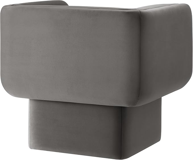 Modway Tate Performance Velvet Accent Chair in Storm Gray - Upholstered Club Chair - Modern Barrel Armchair - Comfy Reading Leisure Chair for Living Room Bedroom Office