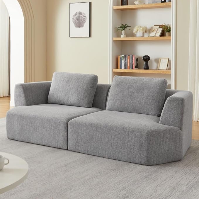 Sofa in a Box Oversized 3 Seater Memory Foam Boneless Couch w/Curved ArmsPlush Chenille Upholstered Cloud Modular LoveseatNo Assembly Needed Compression Sofa
