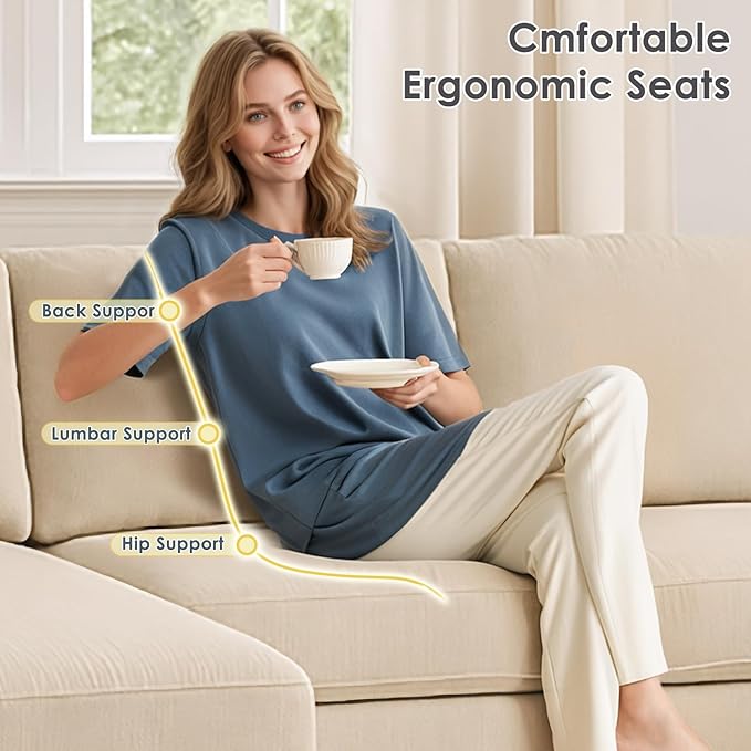 Dreamzie 120” Sectional Couches for Living RoomU Shaped Modular Sofa Couch with Double Oversized Chaise 4 Seat Corduroy Beige