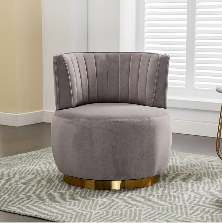 KINFFICT Velvet Swivel Accent Barrel Chair Set of 2 Mid Century Modern Arm Chair 360° Swivel Club Chairs Upholstered Comfy Single Sofa Chair Cozy Leisure Chair for Living Room Bedroom Lounge Hotel