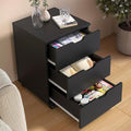 3-Drawer Mobile File Cabinet with Wheels Rolling Under Desk Wood Storage Cabinet Vertical Filing Organizer with Locking Casters for Home &amp Office (Non-AssembledBlack)