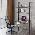 Wall Mounted Desk Floating Laptop Desk with 2 Storage Shelves Industrial Ladder Desk Wall Table Creative Hanging DeskMultifunctional Computer Workstation for Home Office