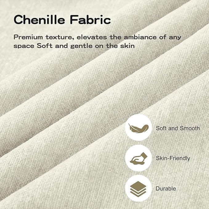 76 Chenille Loveseat Sofa for Living Room Traditional Sofa Couch with Ottoman Detachable Ruffled Skirt Flared Arms Spindle Legs Elegant Mid Century Sofa Couch for Apartment(White)