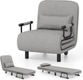 Giantex Convertible Sofa Bed 3-in-1 Folding Sleeper Chair with 5-Position Adjustable Backrest Wheels 2 Legs Recliner Chaise Lounge with Pillow Armchairs for Nursery Living Room (Light Gray)