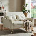 Brelice 48 Faux Leather Loveseat Sofa Modern Small Couch for Small Space with 2 Pillows 2 Seater Couch for Living Room Bedroom Office Apartment (Beige)