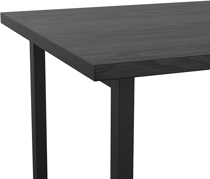 Martha Stewart Beckett Modern Trestle Desk with Open Side Shelving in Black Wood Grain Finish