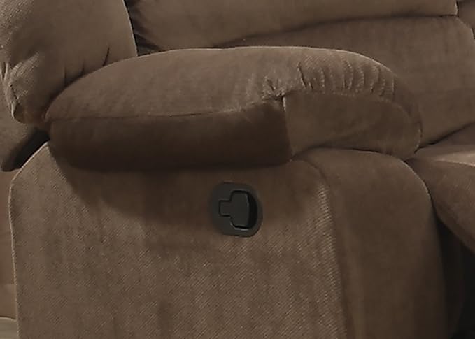AC Pacific Bill Modern Upholstered Living Room Manual Recliner with Padded Pillow Top Armrests &amp Reclining Seat Chair Brown