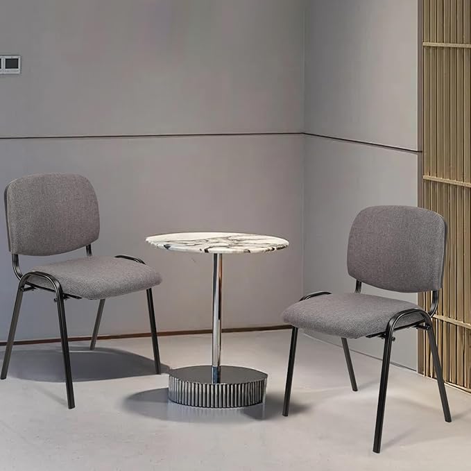 CLATINA Set of 10 Stackable Waiting Room Chairs Armless No Wheels Reception Chair with Upholstered Seat Guest Chairs for Conference Breakroom Lobby Events Church School Hall Hotel (Grey)