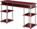 Convenience Concepts Designs2Go No Tools Desk Home Office Desk with Shelves Corner Shelf Vanity Desk Computer Desk Nail Table for Nail Tech - 47.25 L x 15.75 W x 30 H Dark Cranberry Red
