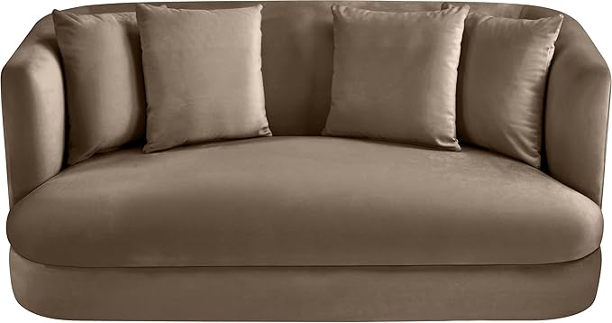 Meridian Furniture 699Taupe-L Alder Collection Modern | Contemporary Loveseat with Ultra Luxe Taupe 460 GSM Velvet Solid Wood Frame 66 W x 36 D x 30 H Taupe
