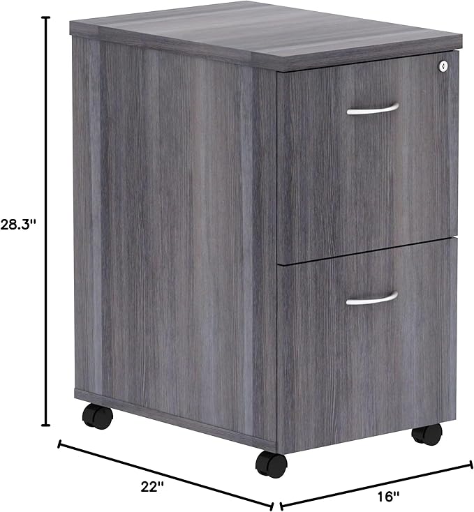 Lorell Weathered Charcoal Laminate Desking Pedestal - 2-Drawer