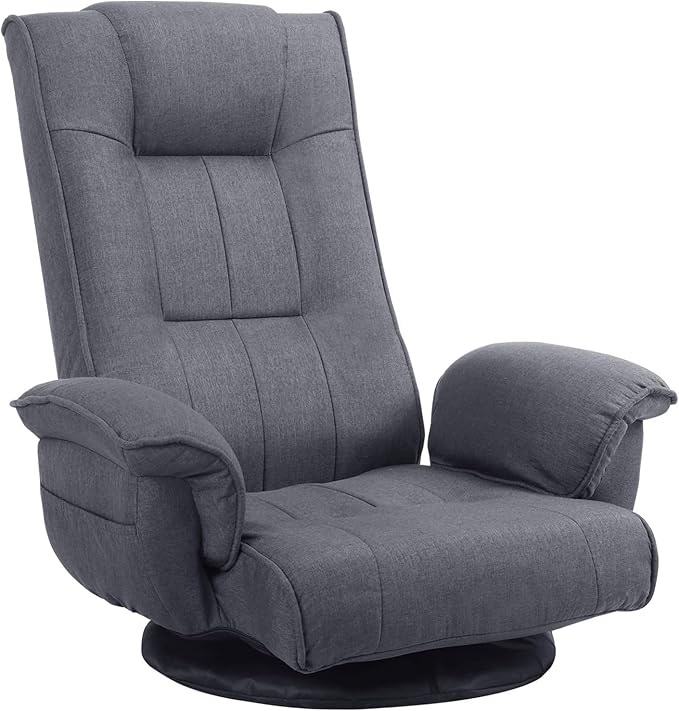 FLOGUOR 360 Degree Swivle Adjustable Floor Chair Chaise Lounge Indoor Folding Lazy Sofa with Armrests and Side Pocket Adults Gaming Chairs for Living Room Bedroom Factory Price 201 (GR)