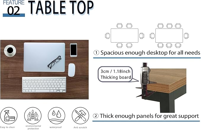 Large Table 24x55 inches Writing Computer Desk Modern Simple Study Desk Industrial Style Laptop Table for Home Office Brown Notebook Desk