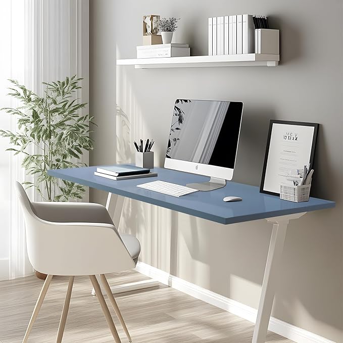 Kaboon Table Top 23.62 D x 59.1 W Solid One-Piece Desktop Universal Wood Countertop Reversible Laminate Top Double Desks L-Desk DIY Home and CommercialGrayish Blue