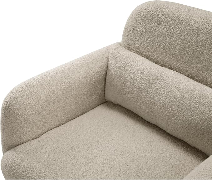 Contemporary Accent Chair Taupe Boucle Fabric Upholstery Plywood Frame Pillow Cozy Living Room Furniture 1pc Comfort Chair