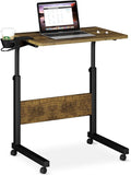 Klvied Standing Desk Adjustable Height Stand Up Desk with Cup Holder Portable and Easy to Move Bedside Table Ideal for Home or Office Walnut