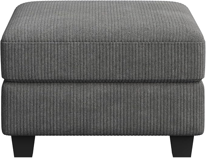 HONBAY Modern Corduroy Ottoman Module Sofa 28.4 Inch Square Ottoman Bench with Storage Grey