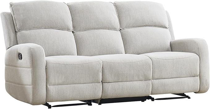 EBELLO Manual Living Room Furniture Reclining Couch Set Soft Fabric 3 Seat Sofa Recliner Sofa for Meeting Room Overstuffed Backrest and Armrest