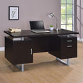 Cappuccino Floating Top Office Desk with Storage - Modern Desk for Home Office or Business - Includes Shelves