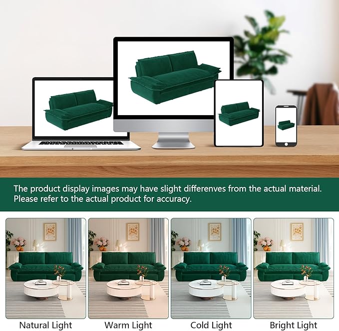 73.2 Queen Size Sofa Bed 3 in 1 Convertible Pull Out Sleeper Sofa with Thicked Cushions and Side Storage Velvet Loveseat Couch for Home Living Room Bedroom Apartment Lounge Small Spaces Green