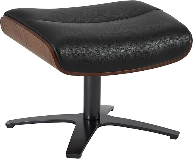 CHITA Genuine Leather Reclining Swivel Chair with Adjustable Headrest and Ottoman for Living Room Black
