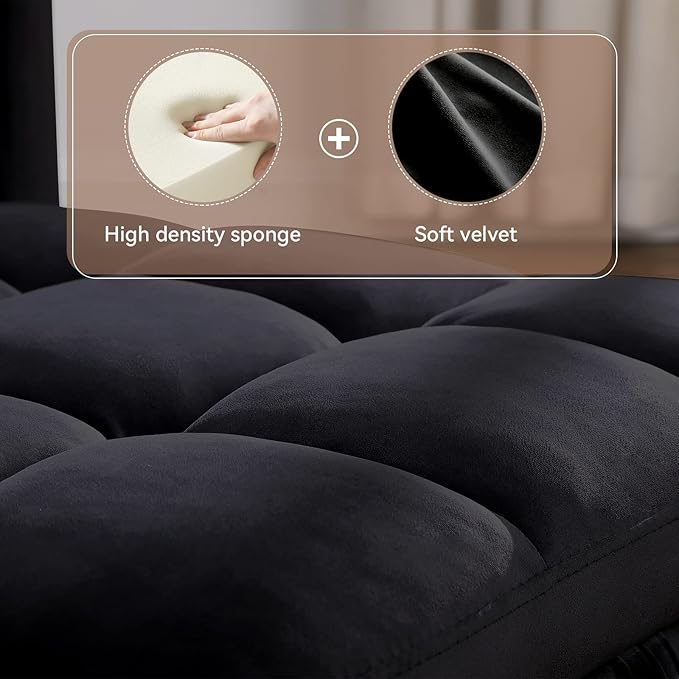 Convertible Sleeper Sofa Chair Bed3-in-1 Sleeper Chair Bed with PillowPull Out Single Armchair Sofa Bed with Adjustable Backrest Multi-Functiona Lounge Chair for Living Room (Black)
