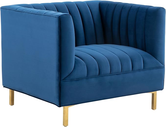 SAFAVIEH Couture Home Collection Doris Navy Velvet Upholstered Living Room Bedroom Office Club Chair SFV4763C