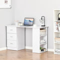 47-inch Computer Gaming Desk with Bookcase Combo Home Office Desks with 3 Drawers and Storage Shelf Wood Craft Study Table Workstation for BedroomWhite