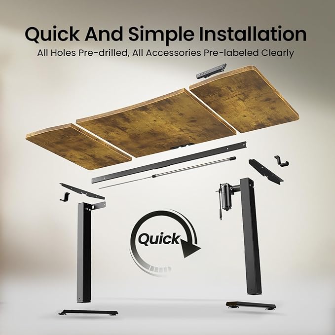 Veken 63 x 28 Inch Electric Standing Desk Sit to Stand Up Work Home Office Computer Table for Study Walking Pad Writing and Games Wooden Desktop Desks Brown