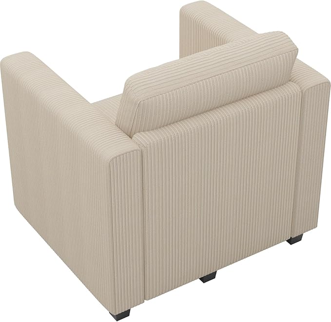 Belffin Corduroy Armchair Modular Arm Chair with Storage Modern Couch for Living Room Beige