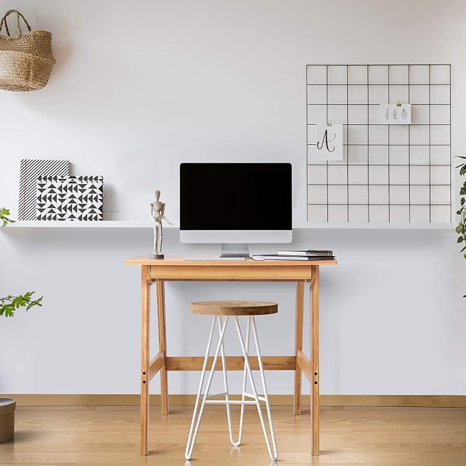 Nnewvante Writing Computer Desk 31.5 Bamboo Home Office Table with Large Drawer Modern Furniture Simple Study Makeup Workstation