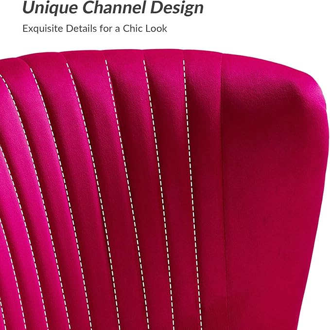 HULALA HOME Velvet Loveseat Sofa with Gold Legs Mid-Century Modern Upholstered Love seat Couch Tufted Small 2-Seat Sofa Armless for Living Room Bedroom Apartment Small Spaces Fuchsia