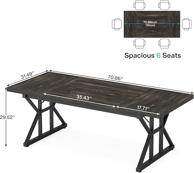 Tribesigns 70.8-Inch Executive Desk Large Computer Office Desk Workstation Modern Simple Style Laptop Desk Study Writing Table Business Furniture for Home Office (Black Oak 70.8 Inch)