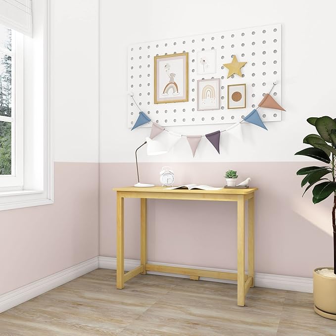 Max &amp Lily Solid Wood Desk 40 Inches Natural