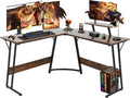 51 inch L Shaped Gaming Desk Computer Desk for Bedroom Brown L shaped Desk for GamingHome Office Desks with Detachable Monitor Stand Corner Desk for Small PlaceLargeCarbon FiberBrown desk