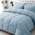 JOLLYVOGUE King Comforter Set Ultra-Soft Bed in a Bag King Size 7 Pieces Oeko-TEX Certified Bedding Set with Down Alternative Comforter Sheets Pillowcases &amp Shams Lake Blue