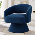 Swivel Barrel Chair Velvet Round Upholstered Accent ChairsLounge Chair with Open Backrest 360 Degree Comfy Single Sofa Dresser Chair for Living Room Hotel Bedroom Office (Navy)