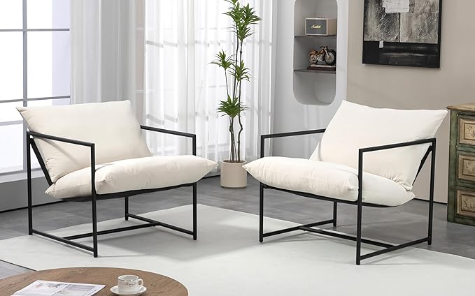 Serenity Accent Modern Velvet Arm Chair with Reclined Seat Sleek Design Durable Metal Frame Soft Upholstery and Plush Comfort for Stylish Living Room Beige