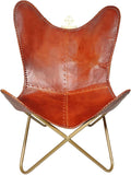 Butterfly Chair - Indian Handmade Brown Leather Butterfly Chair for Home and Office - Iron Stand Leather Office Chair – Comfortable Chair